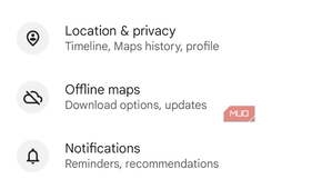Google Maps settings on Android screenshot.