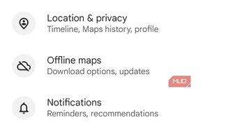 Google Maps settings on Android screenshot.