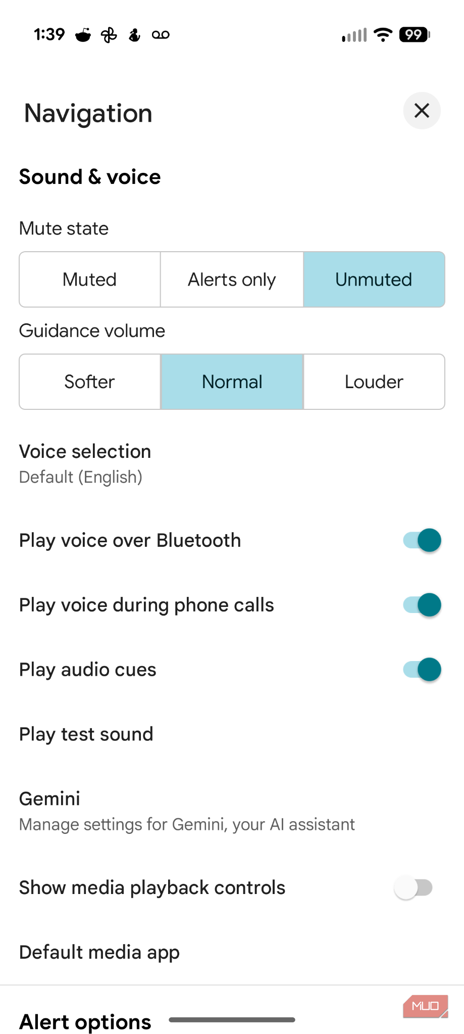Google Maps settings on Android screenshot.