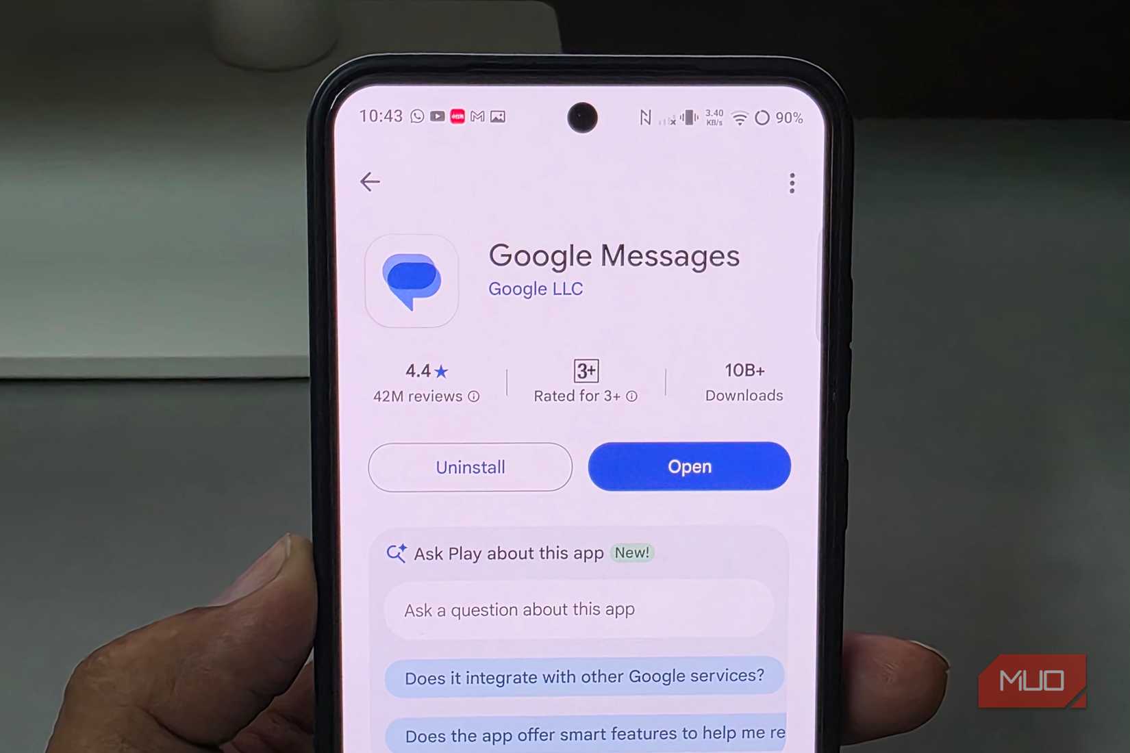 Google Messages app shown in Google Play Store