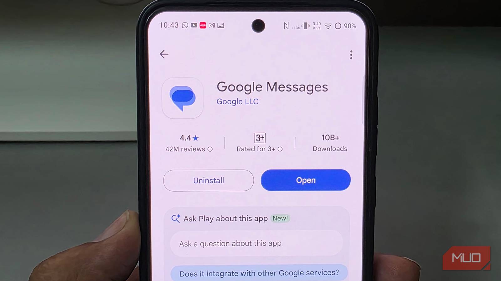 Google Messages app shown in Google Play Store