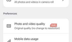 Google Photos app backup menu on Android