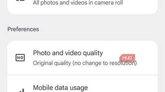 Google Photos app backup menu on Android