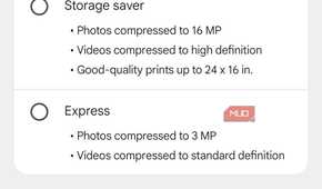 Google Photos app backup quality menu on Android