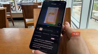 Google Circle to Search showing translation on an image on a phone.