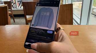 Google Circle to Search showing translation on an image on a phone.
