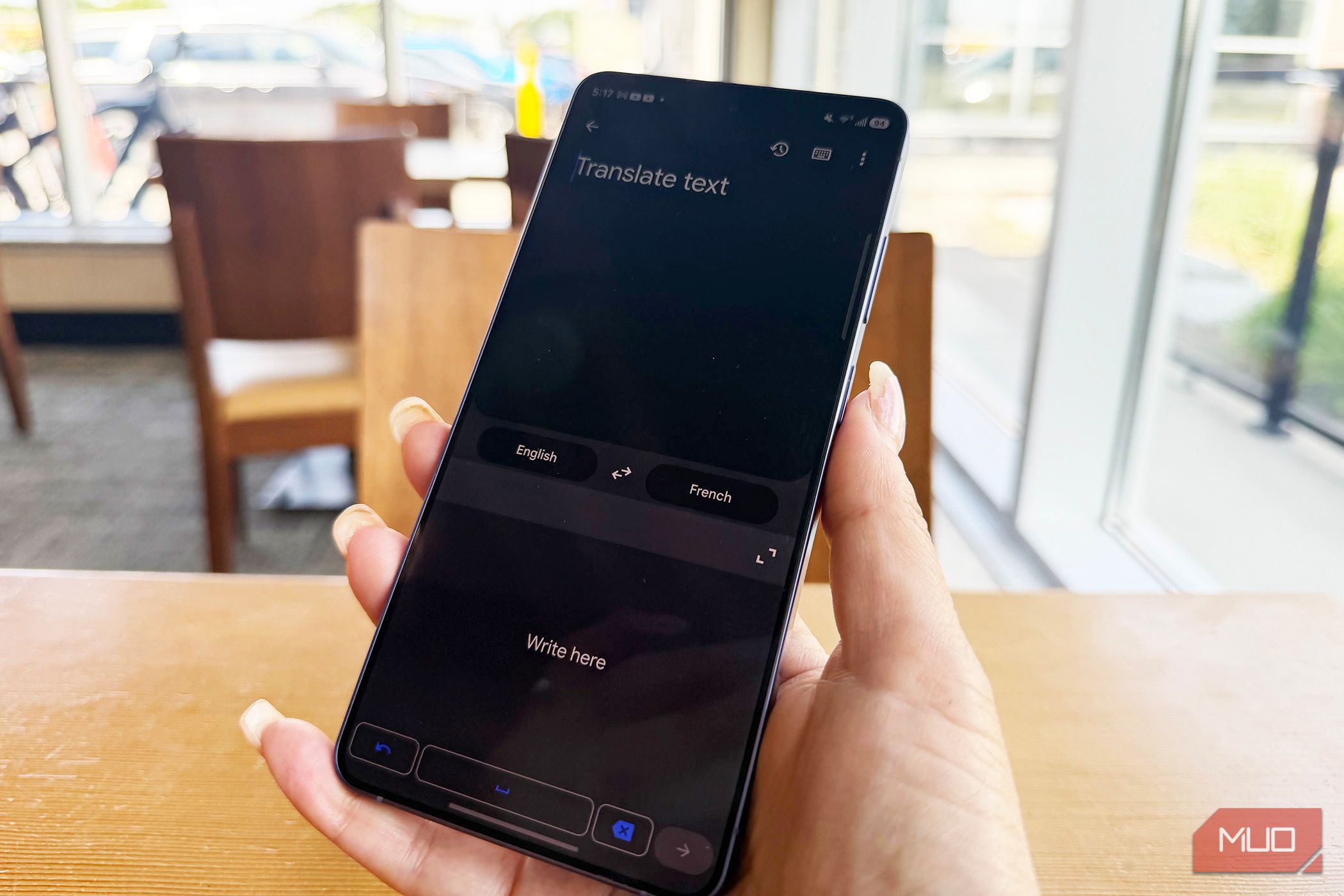 The handwriting window in Google Translate on a phone.