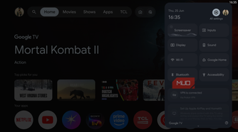Google TV home screen settings