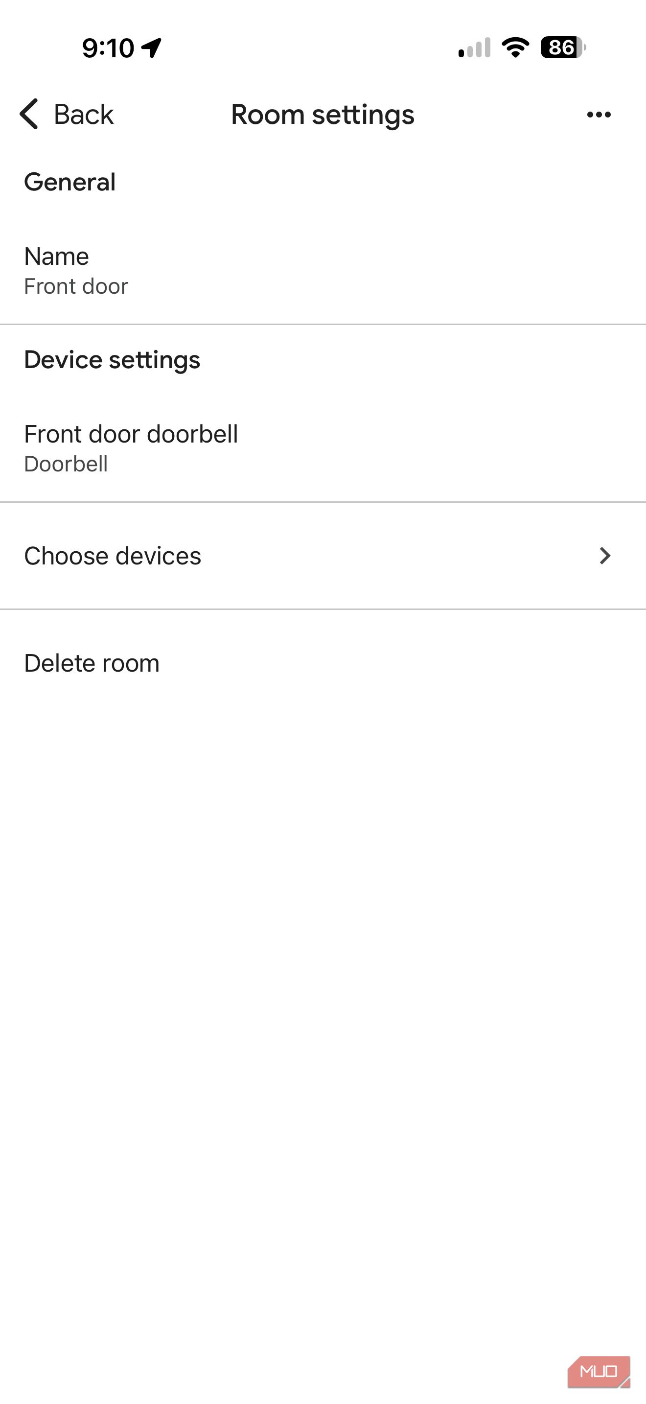 Screenshot Smart Home device grouping