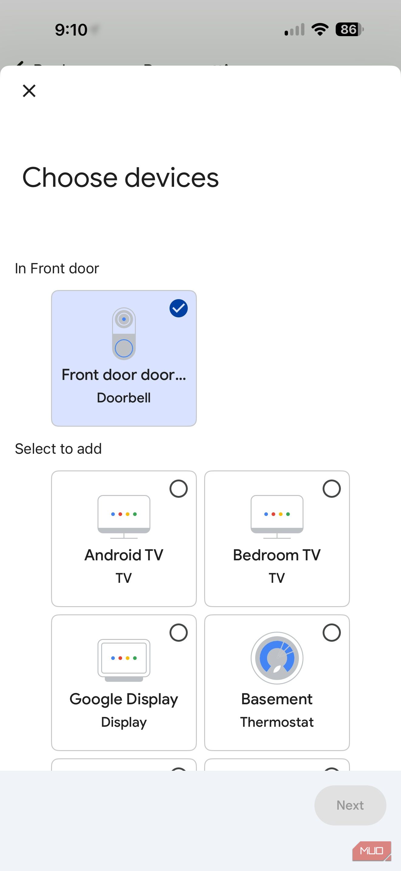 Screenshot Smart Home device grouping
