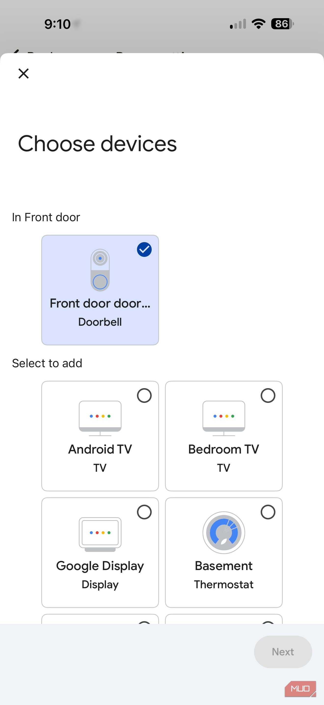 Screenshot Smart Home device grouping