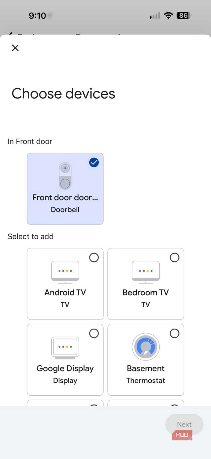 Screenshot Smart Home device grouping