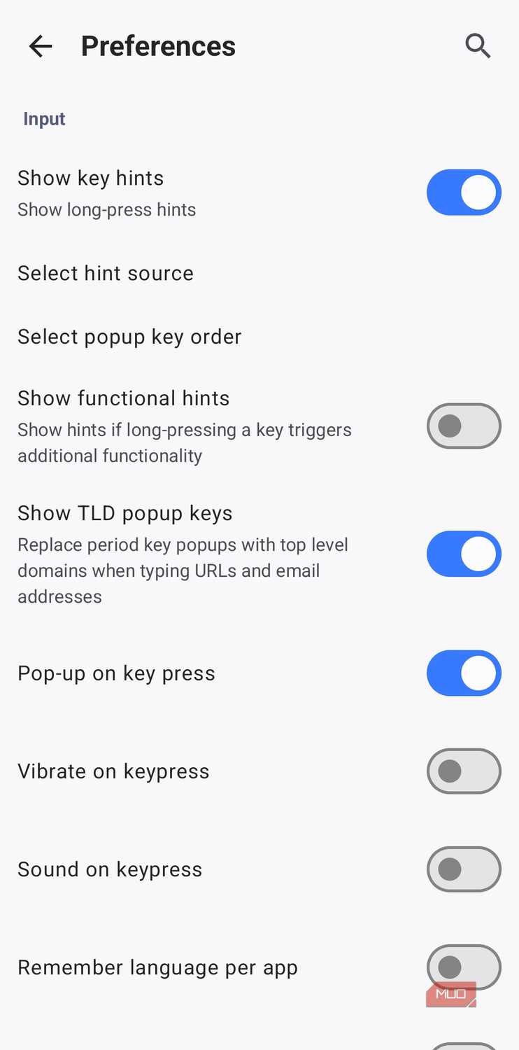 HeliBoard keyboard preferences settings menu