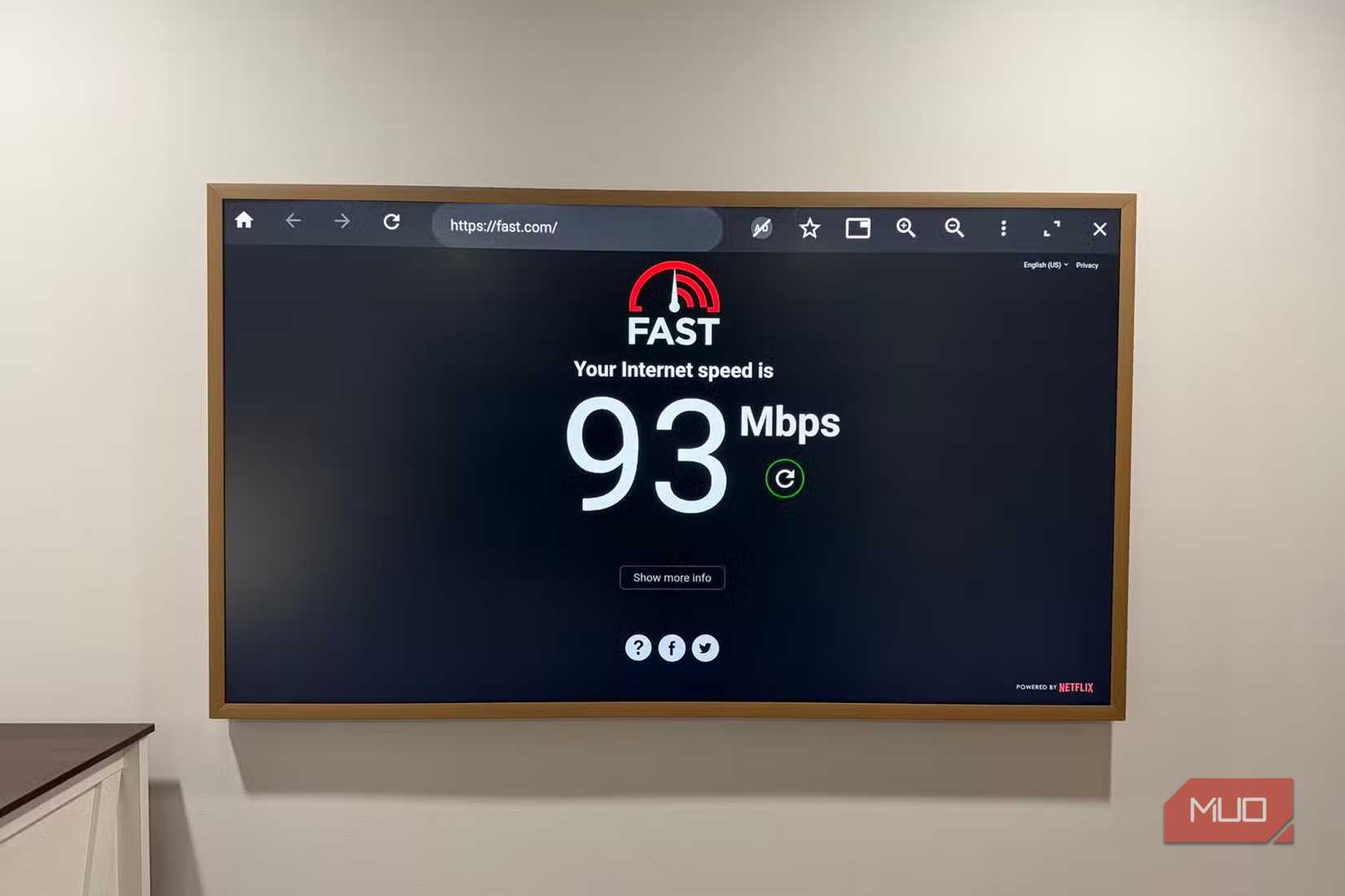 Hisense Canvas TV showing current connection speed