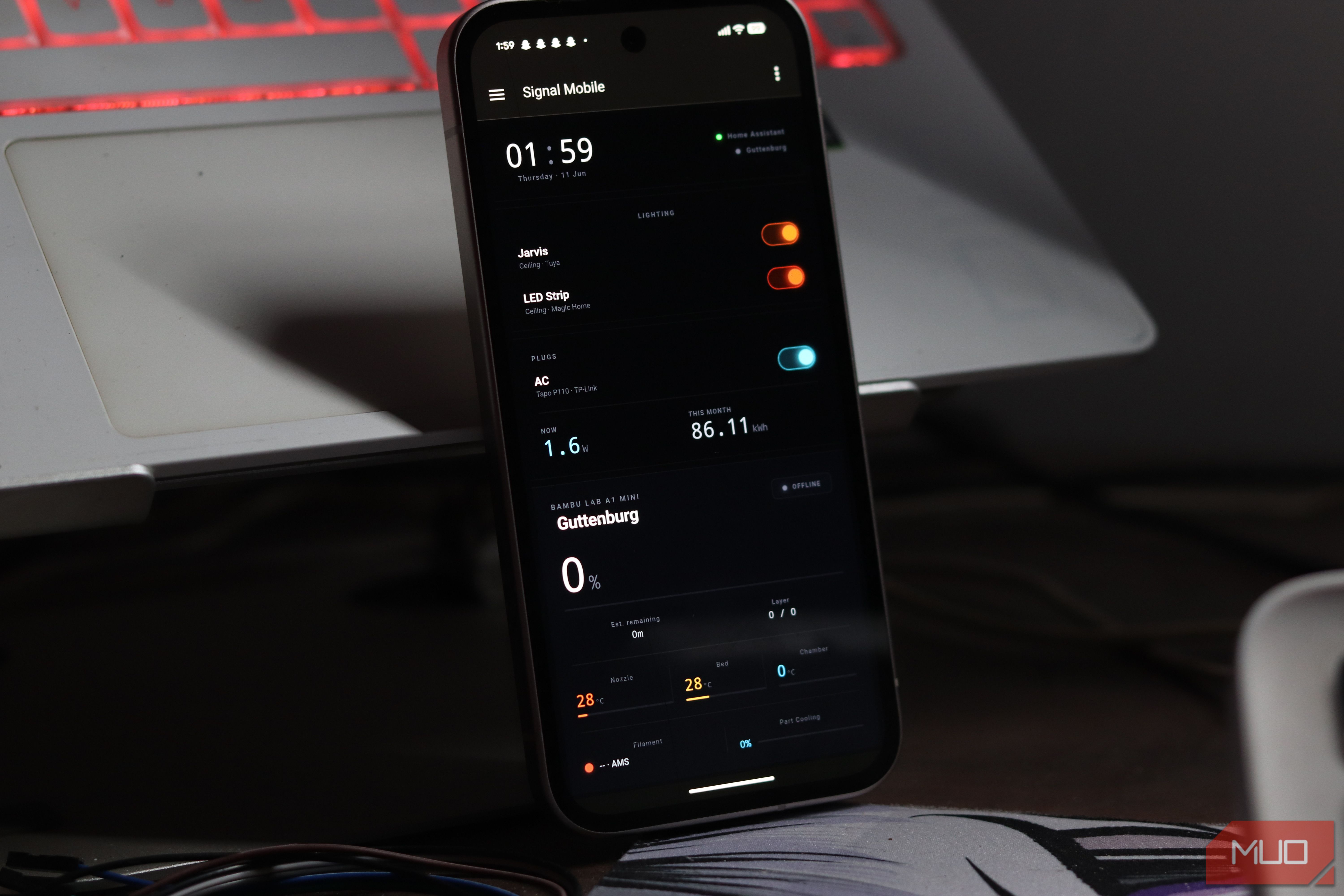 Home Assistant dashboard running on mobile.