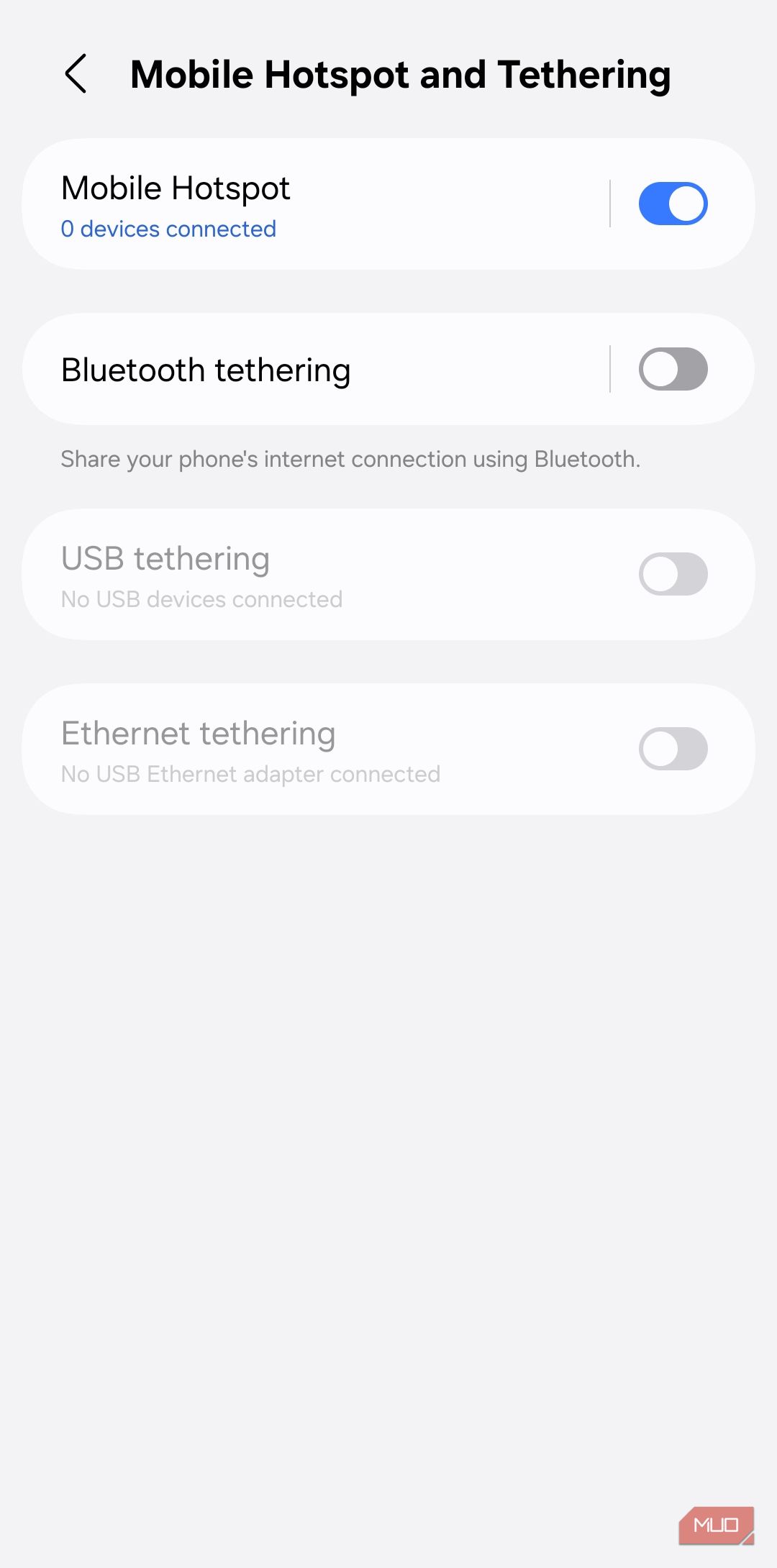 Hotspot settings on Android phone