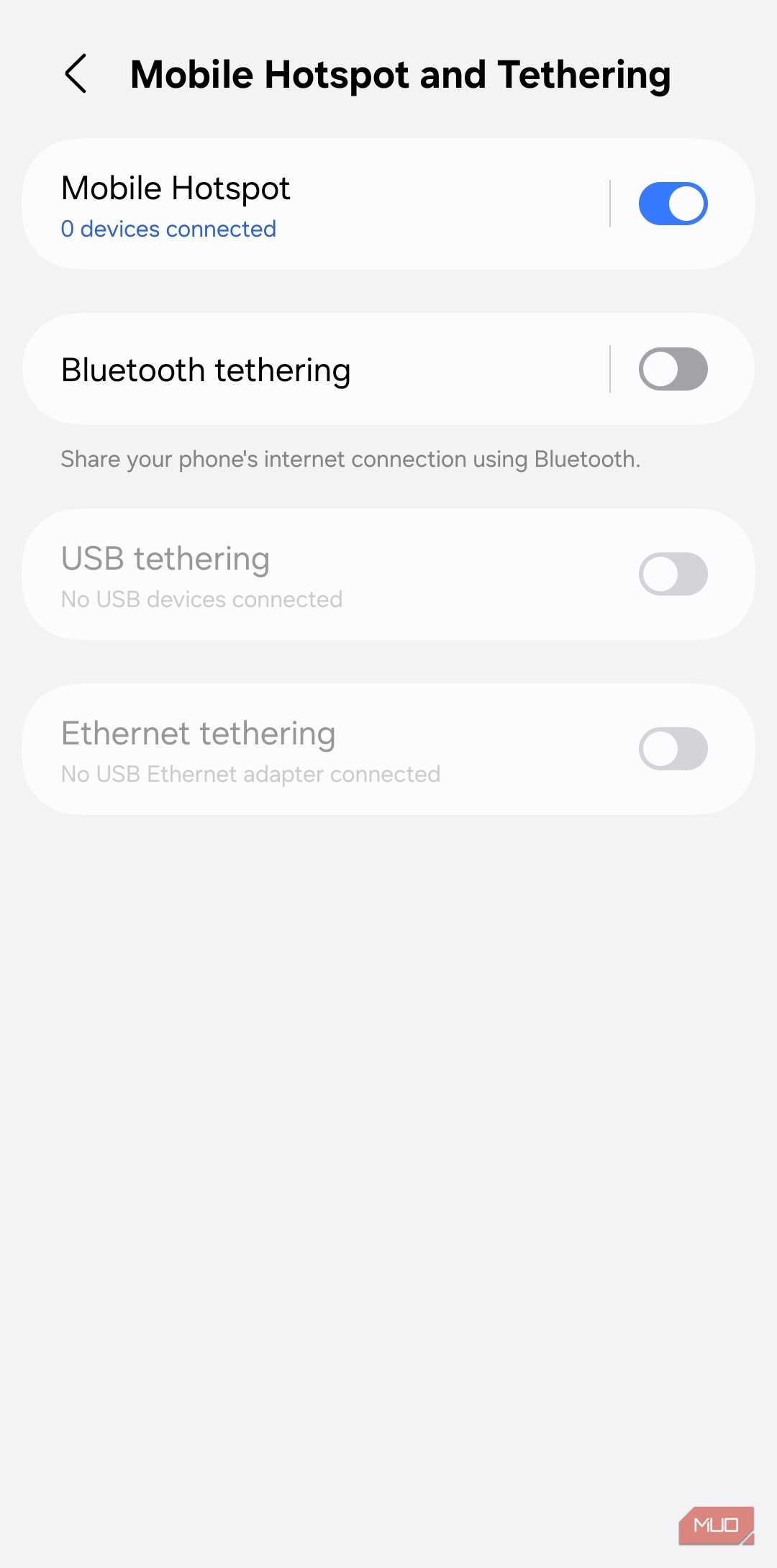 Hotspot settings on Android phone