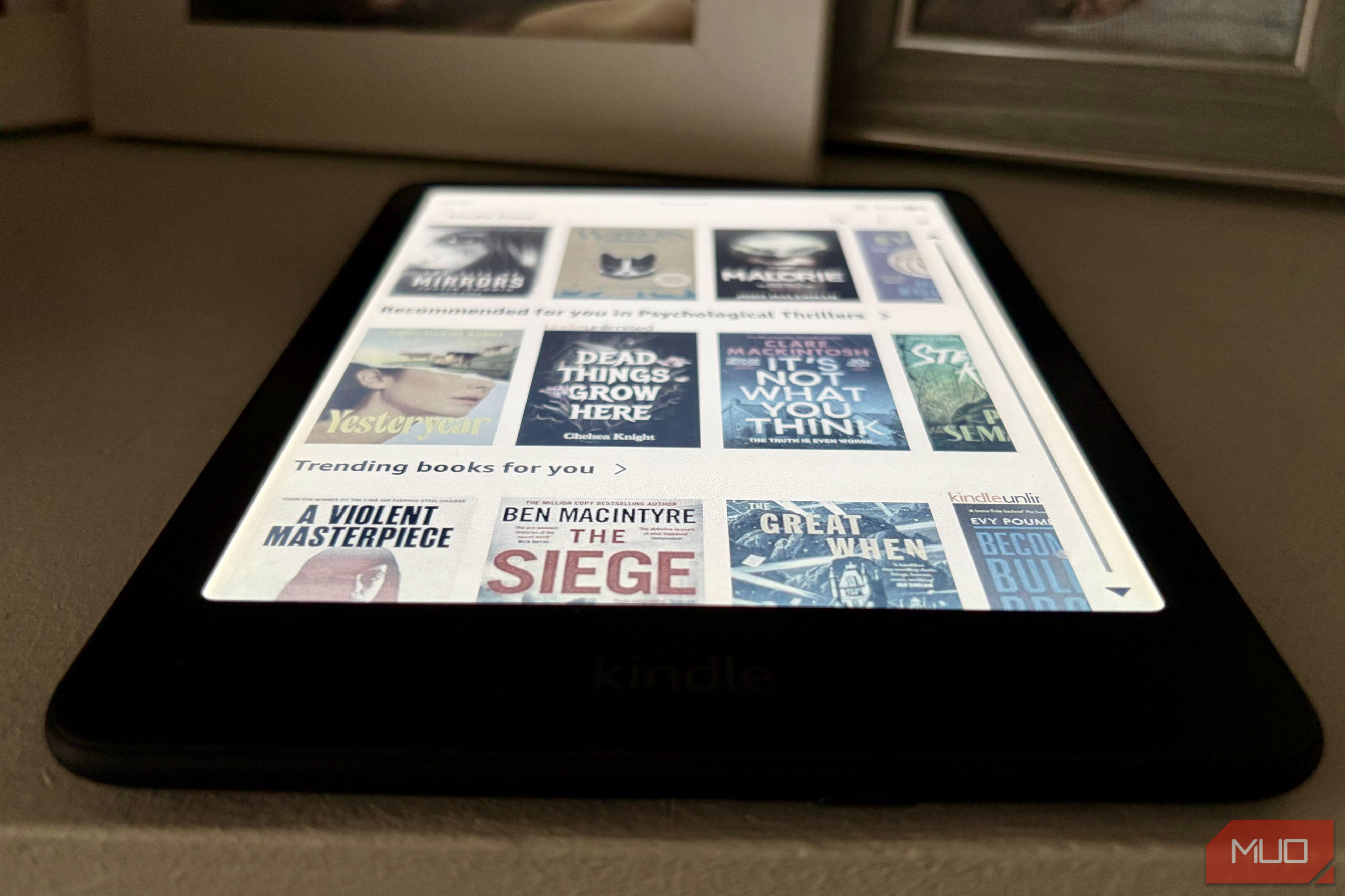 Kindle Colorsoft library view from below