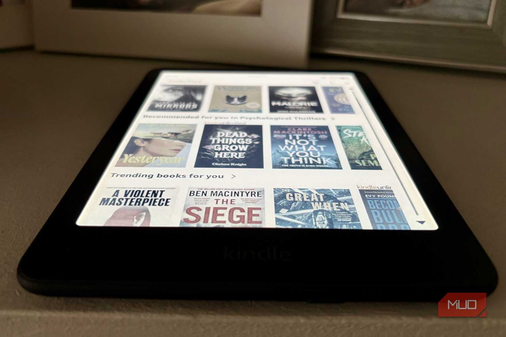 Kindle Colorsoft library view from below