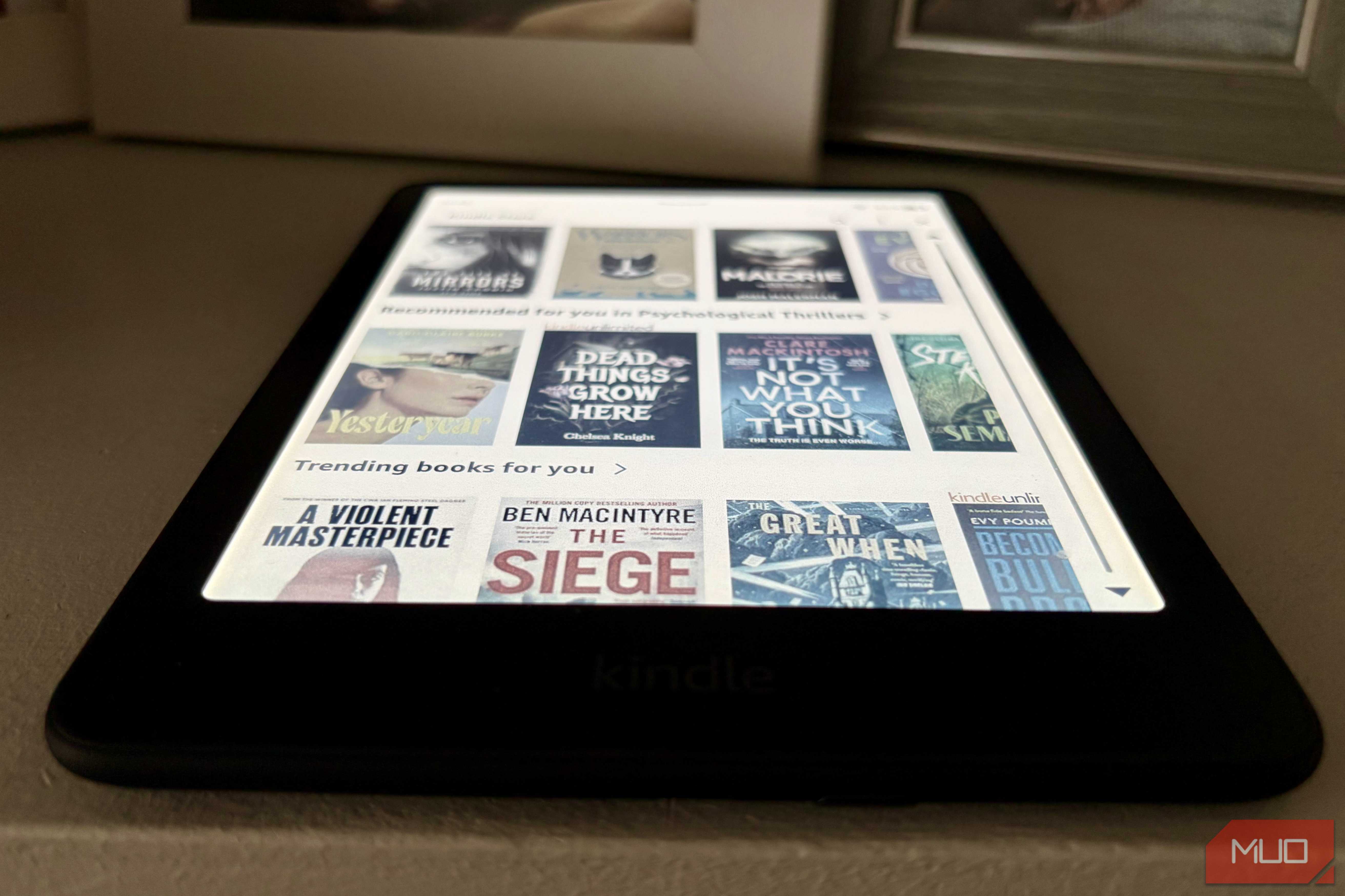 Kindle Colorsoft library view from below