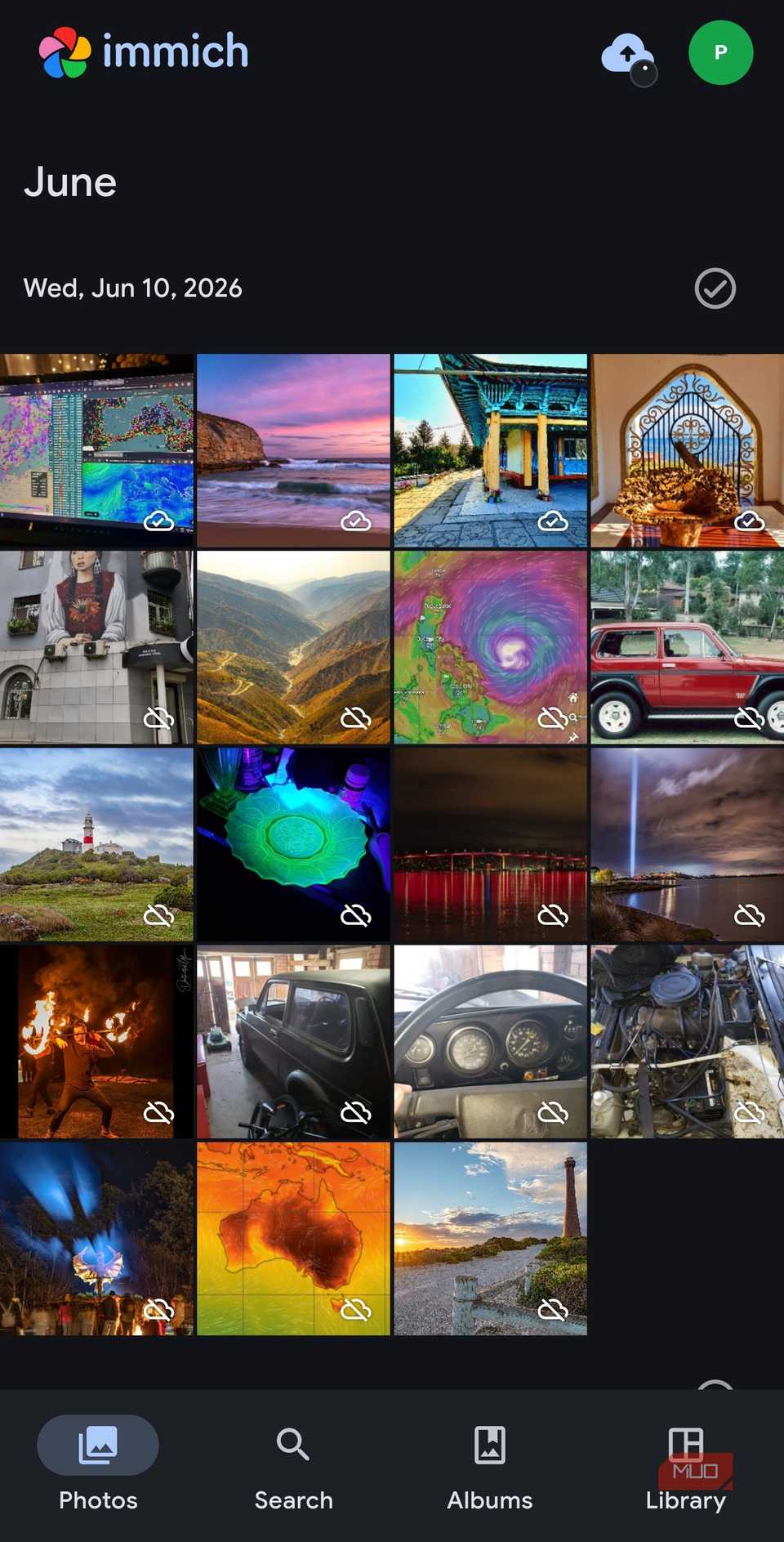 Immich mobile app gallery view