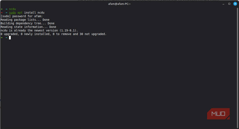 install ncdu on mint