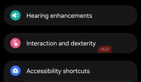Interaction and dexterity option in Samsung Accessibility settings