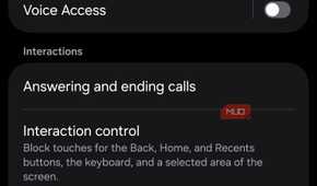 Interaction Control option in Samsung Accessibility settings