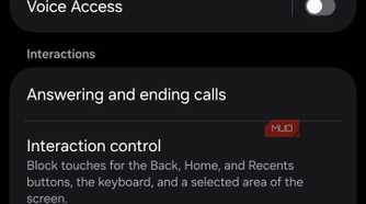 Interaction Control option in Samsung Accessibility settings