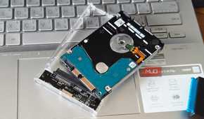 internal hard drive dismantled and kept on a laptop