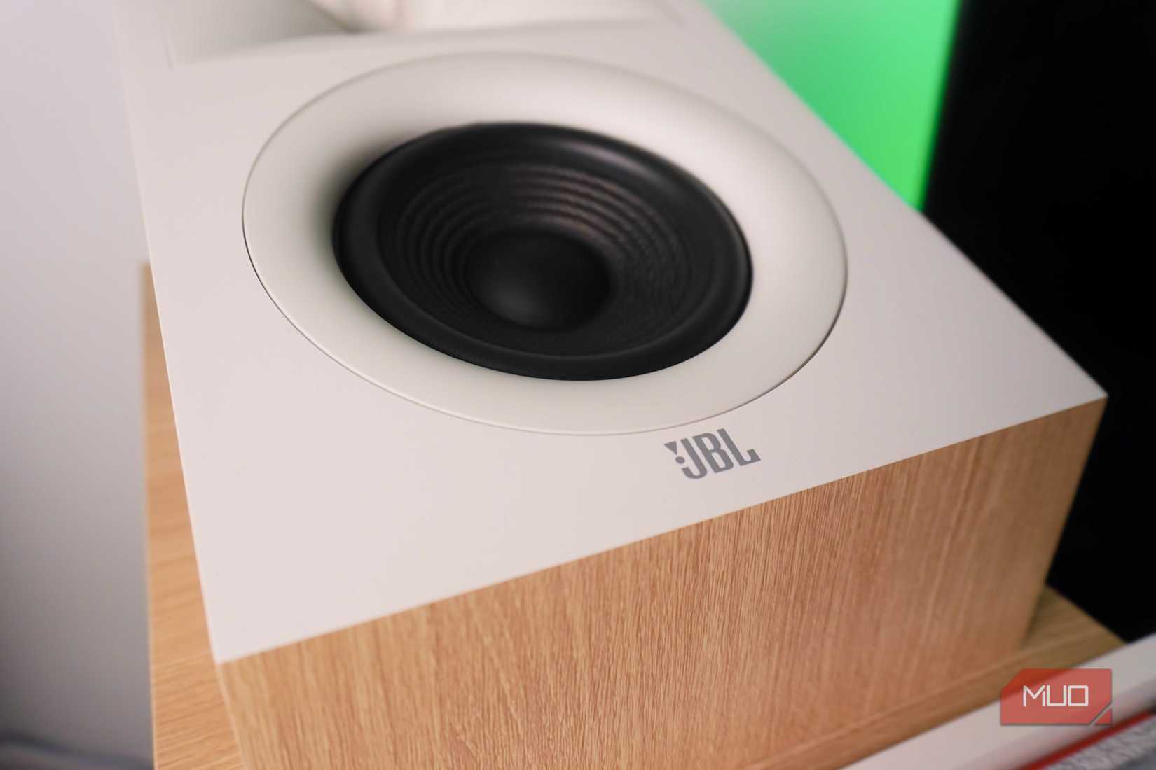 The woofer on a Dolby Atmos speaker.