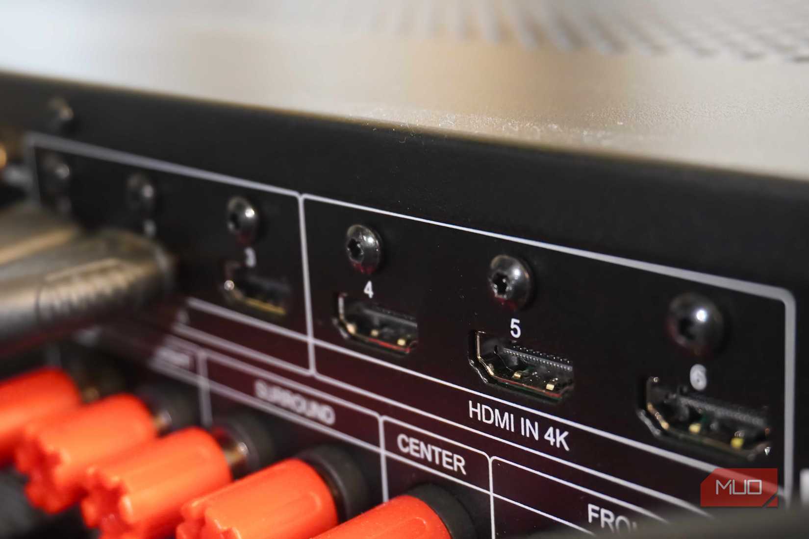 The HDMI ports on a JBL MA710 receiver.