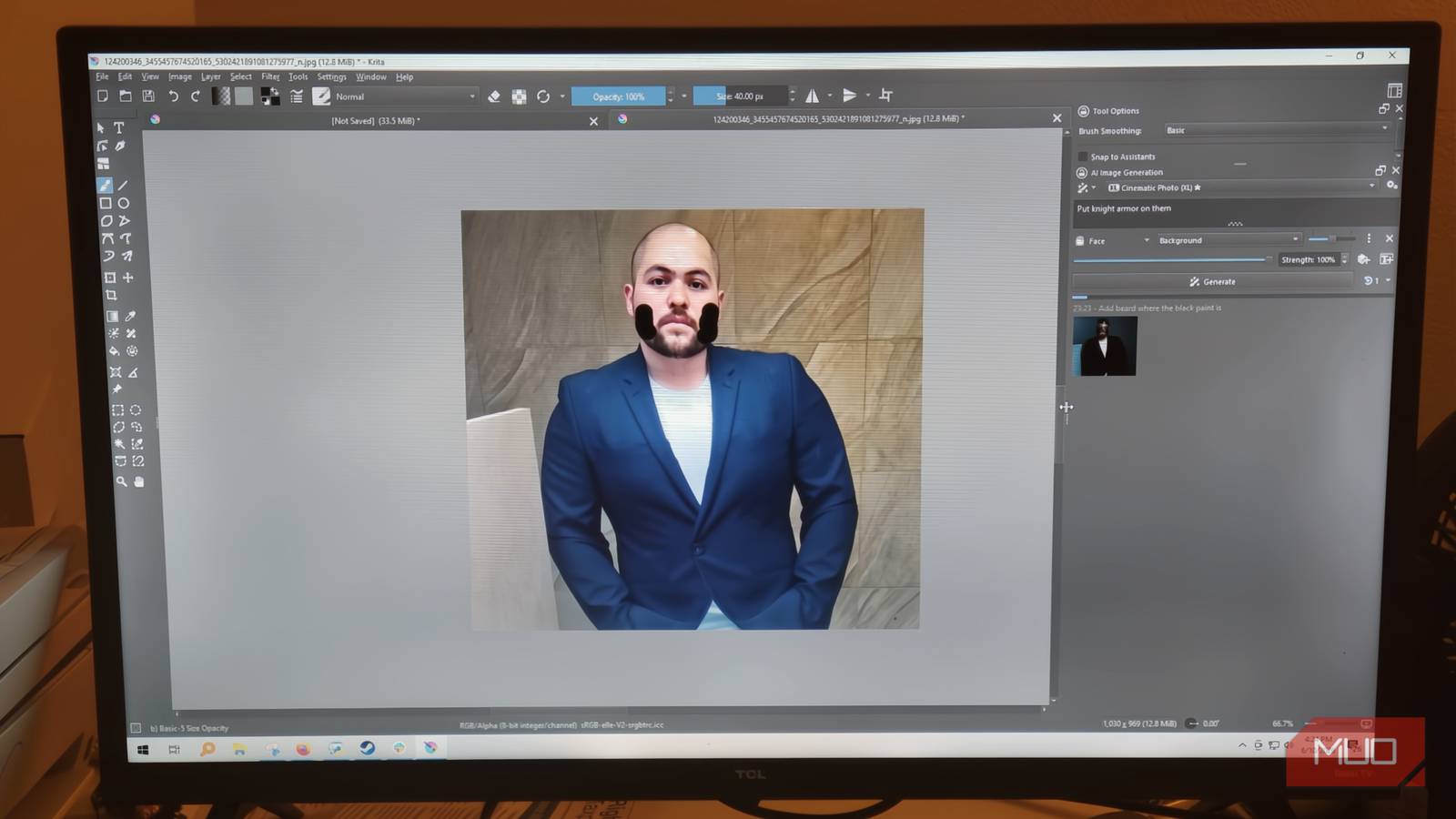 Krita being used on a monitor on a PC.