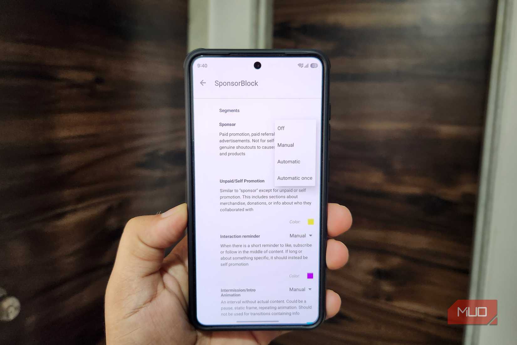 LibreTube SponserBlock menu Android