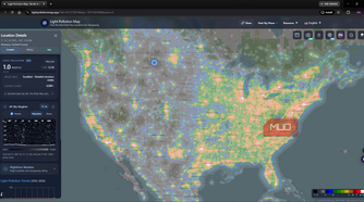 Light Pollution Maps App showing a Bortle class 1 region in Montana USA