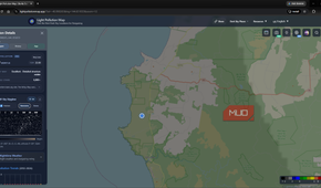 Light Pollution Maps App showing a Bortle class 1 region in Tasmania Australia