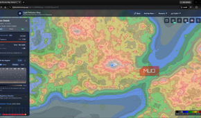 Light Pollution Maps App showing a Bortle class 9 city in London