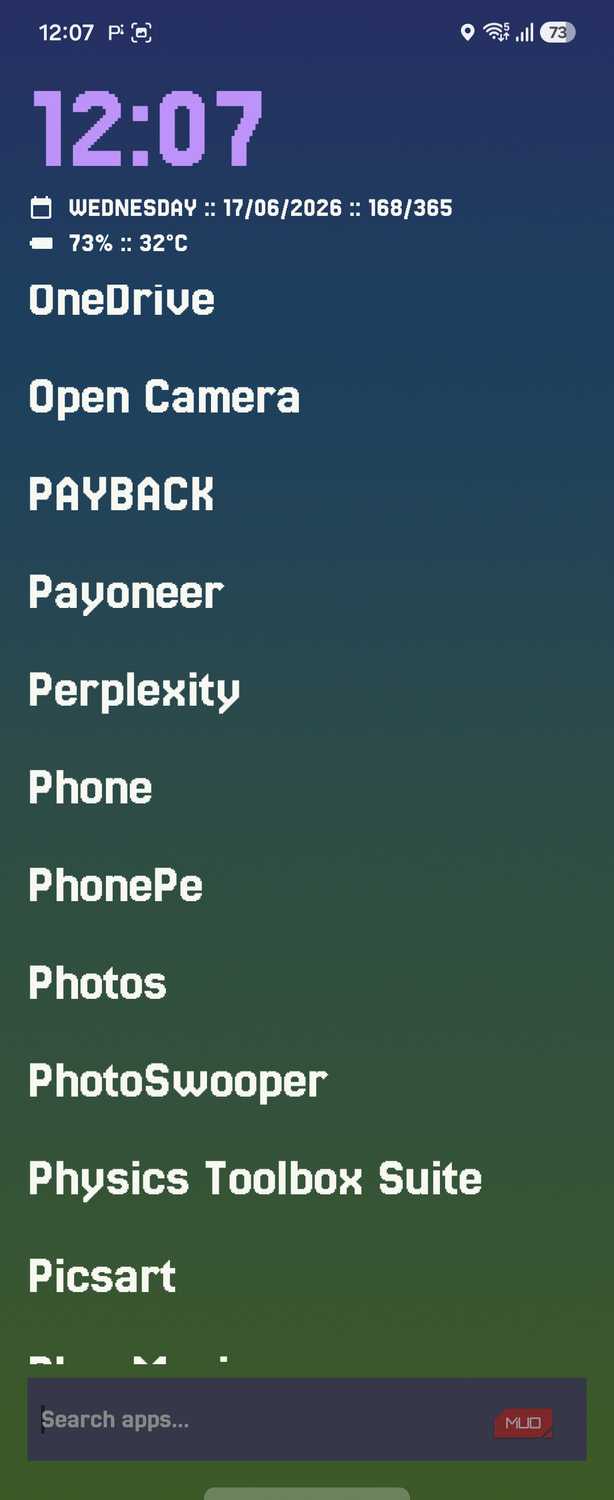 Mako default group scrolled to P apps with search bar