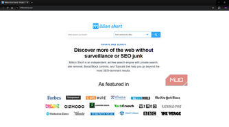 Million Short search engine landing page