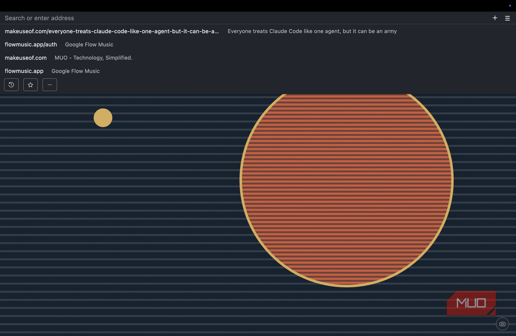the main user interface of Min Browser along with the search bar