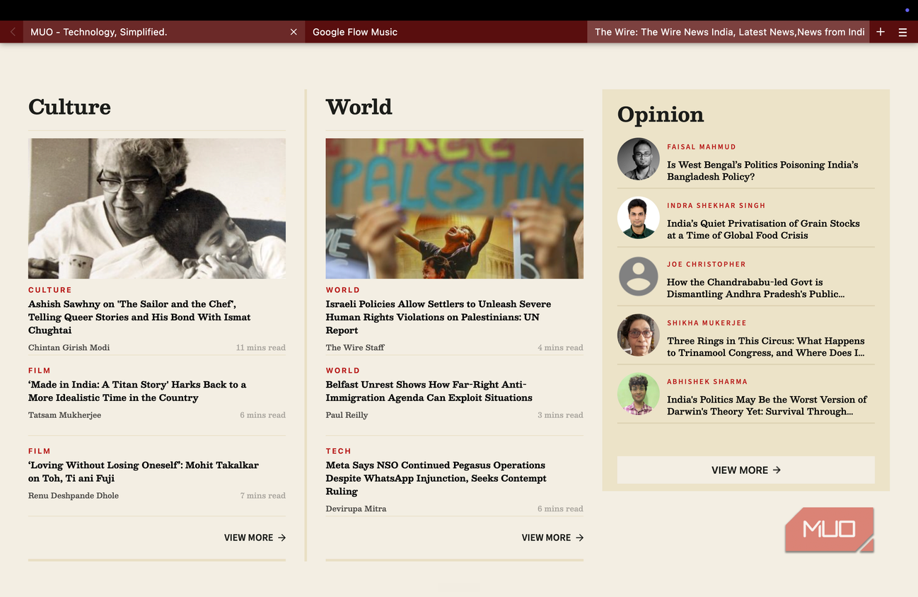 Min Browser with multiple tabs open