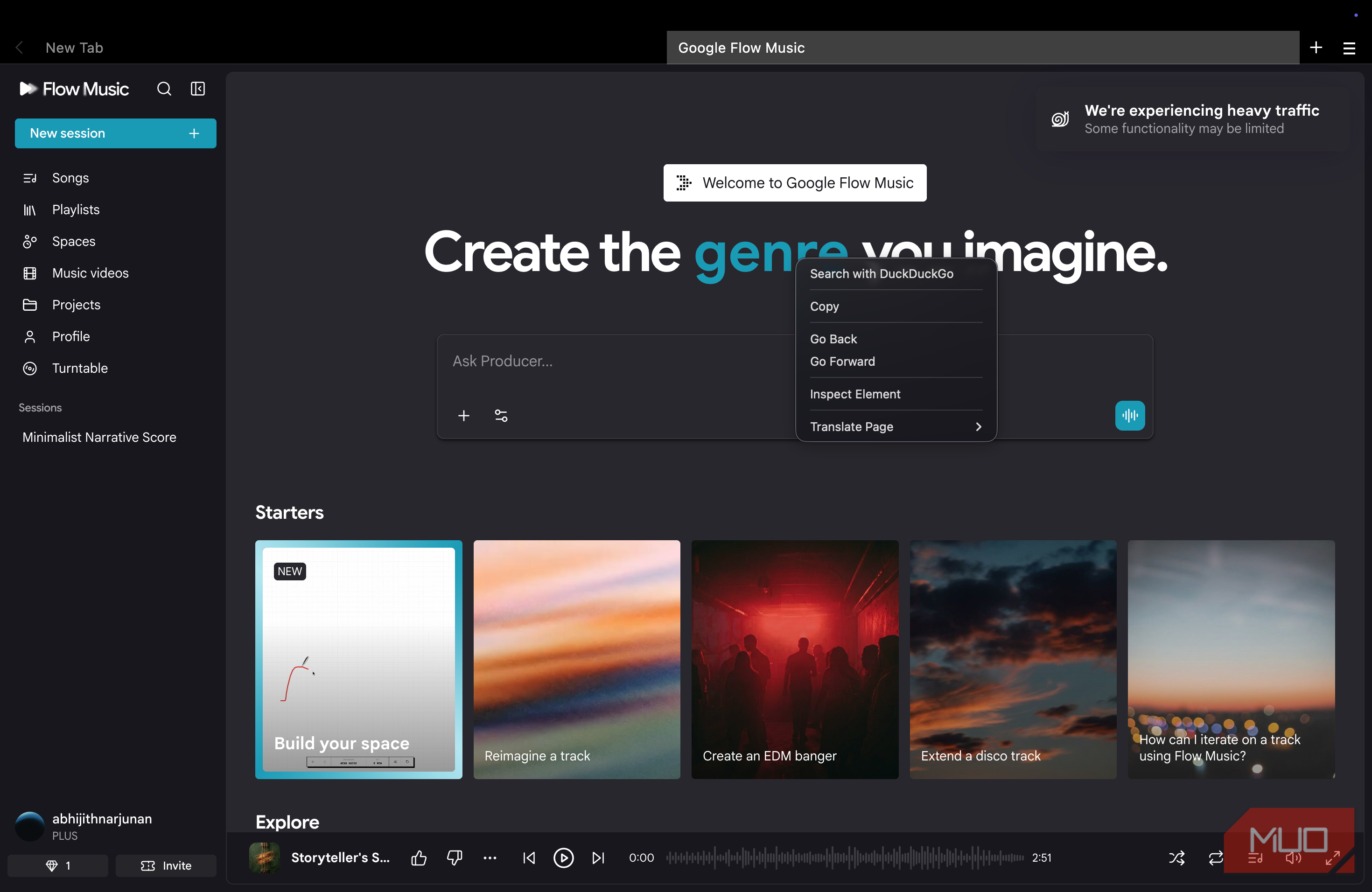 navigation options on Min Browser