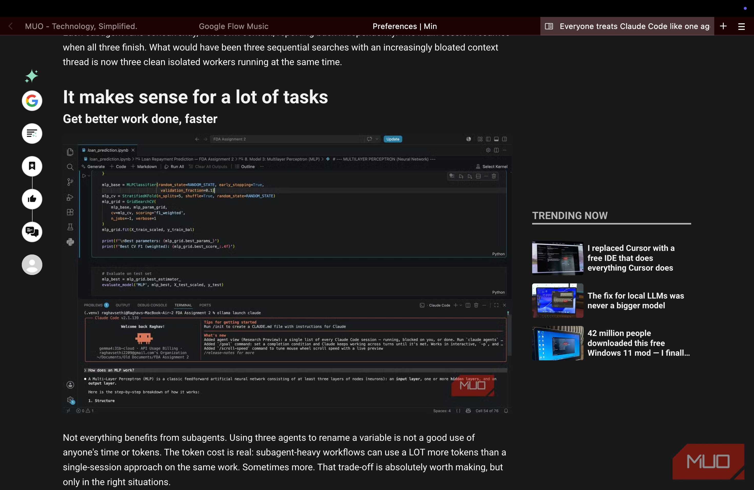 Min browser showing another page