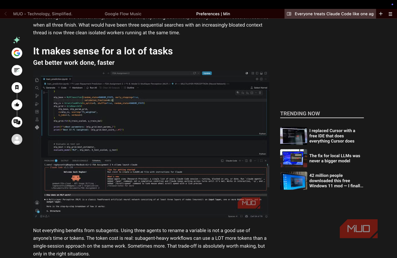 Min browser showing another page