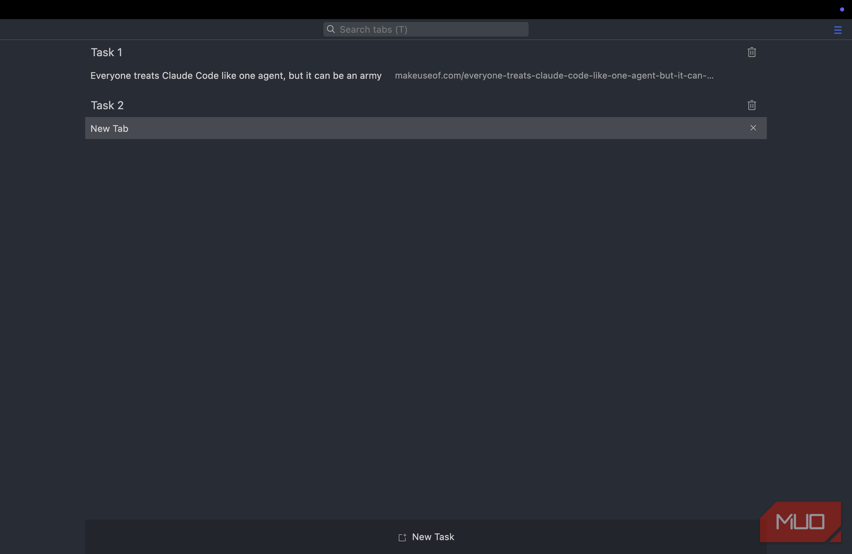 Tasks on Min Browser 