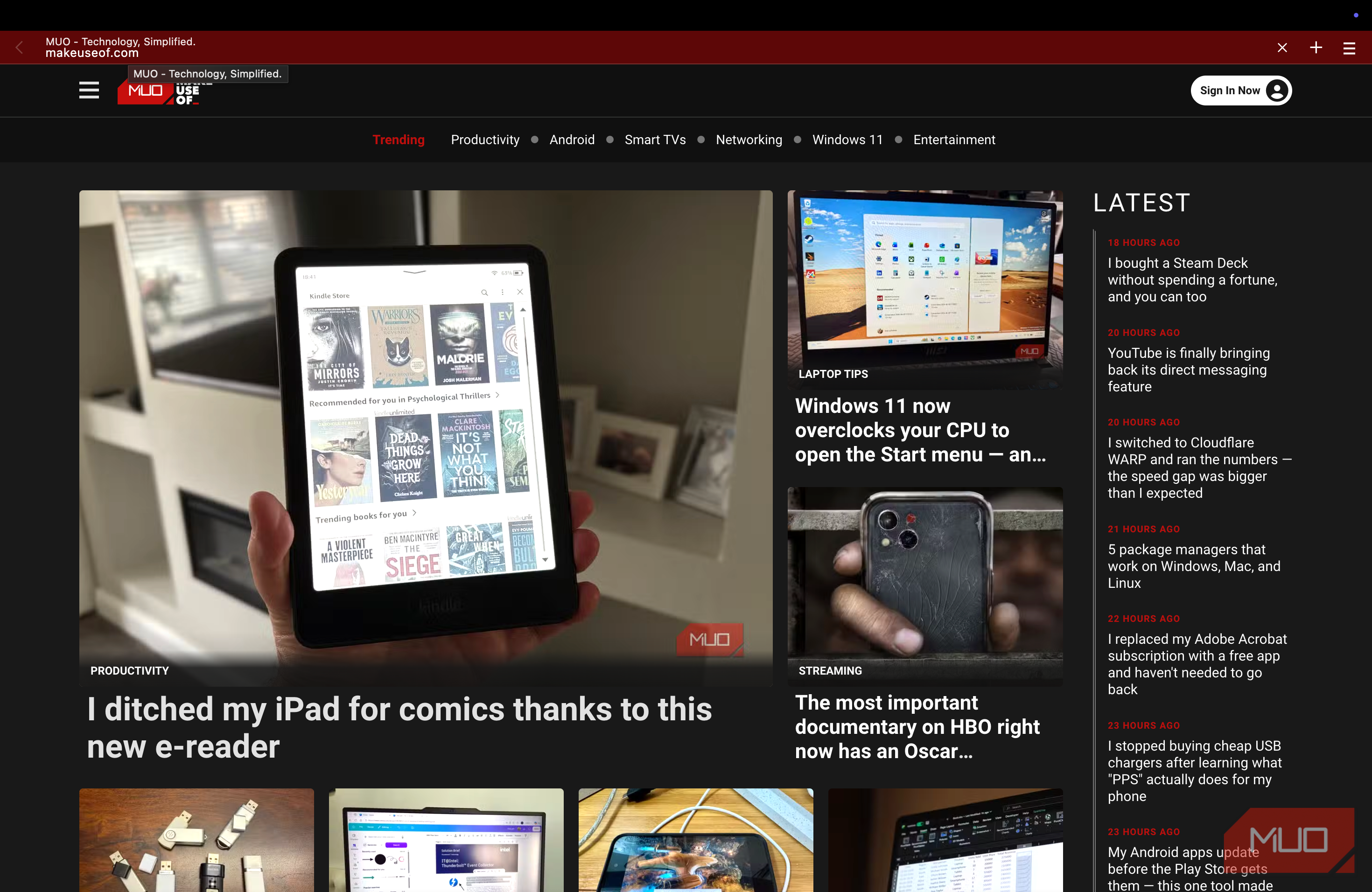 a webpage shown on Min Browser