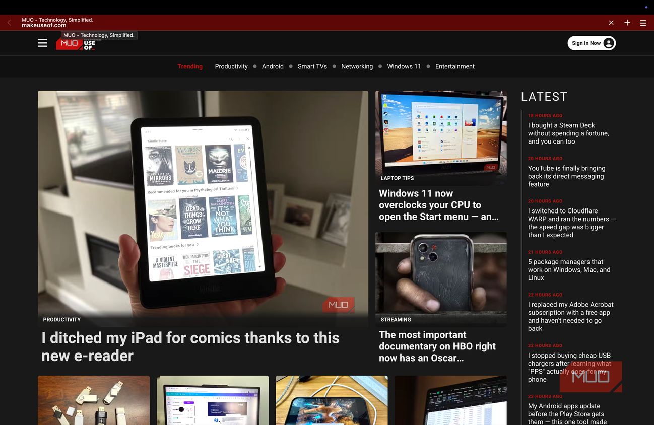 a webpage shown on Min Browser