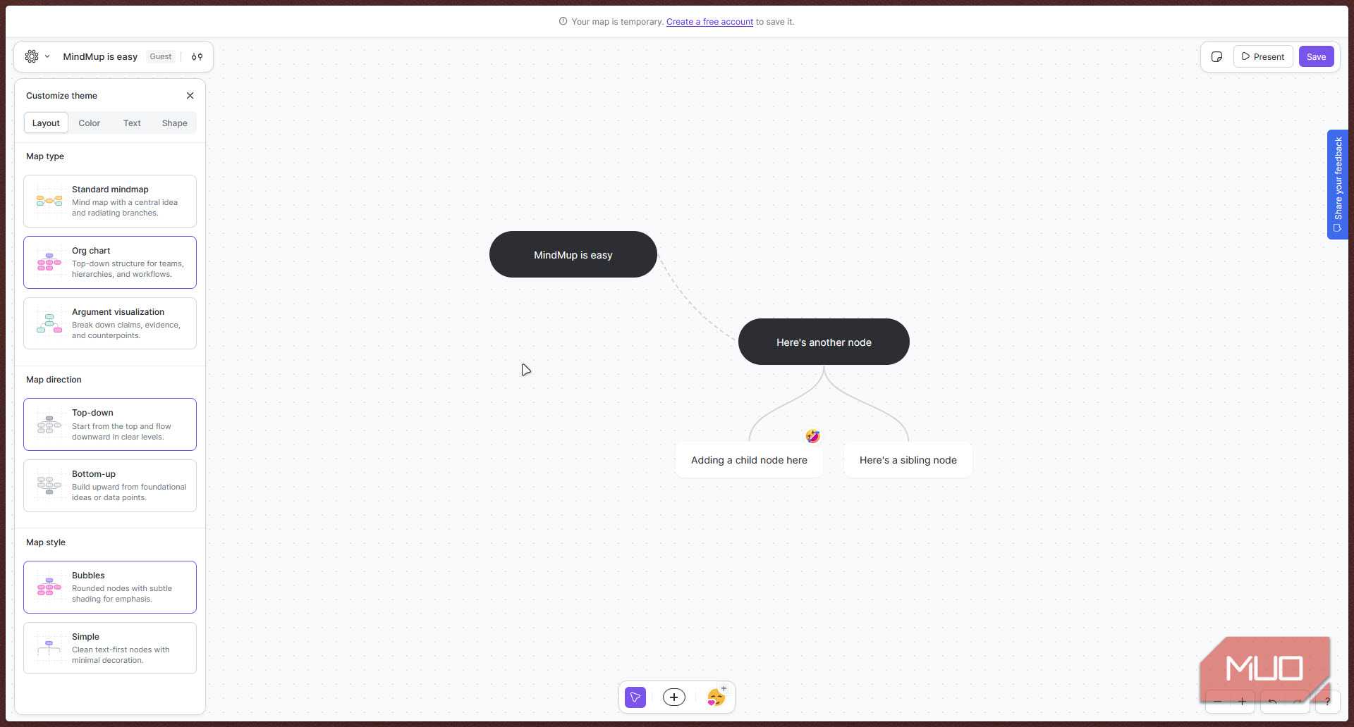 Mindmup organization chart.