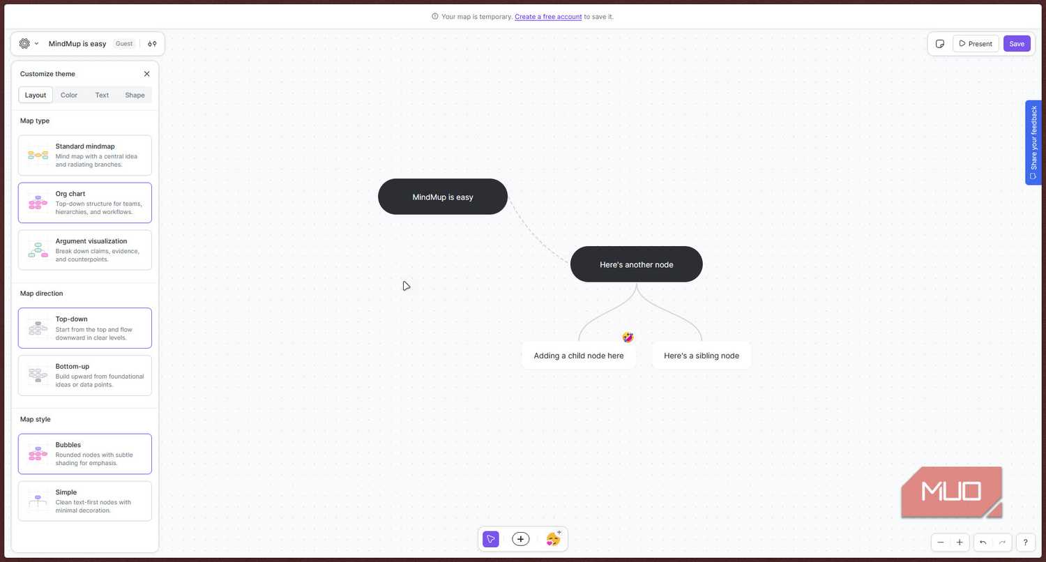 Mindmup organization chart.