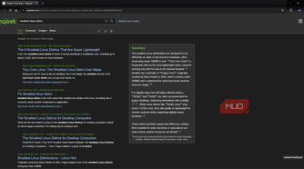 Mojeek search engine results from query with AI summary